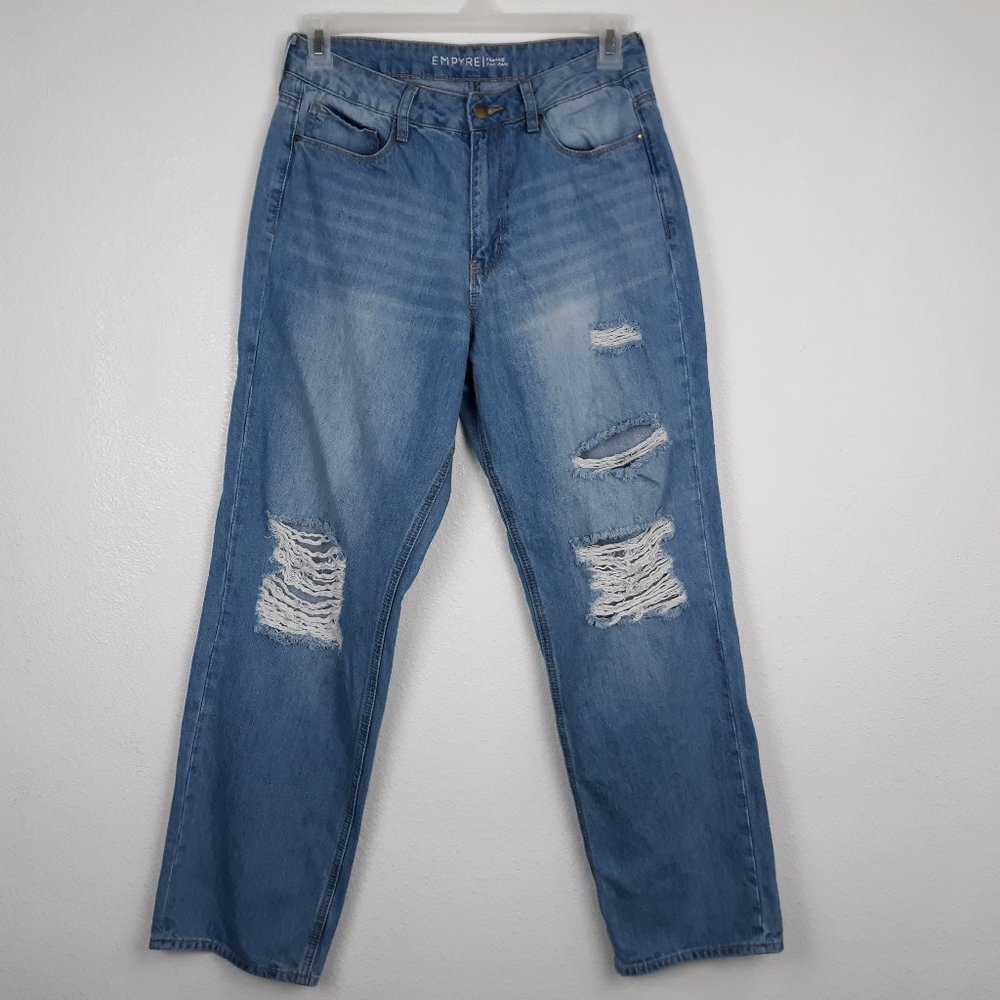 Empyre Frankie Light Wash Dad Jeans Juniors Size 7 Distressed Straight Denim.
